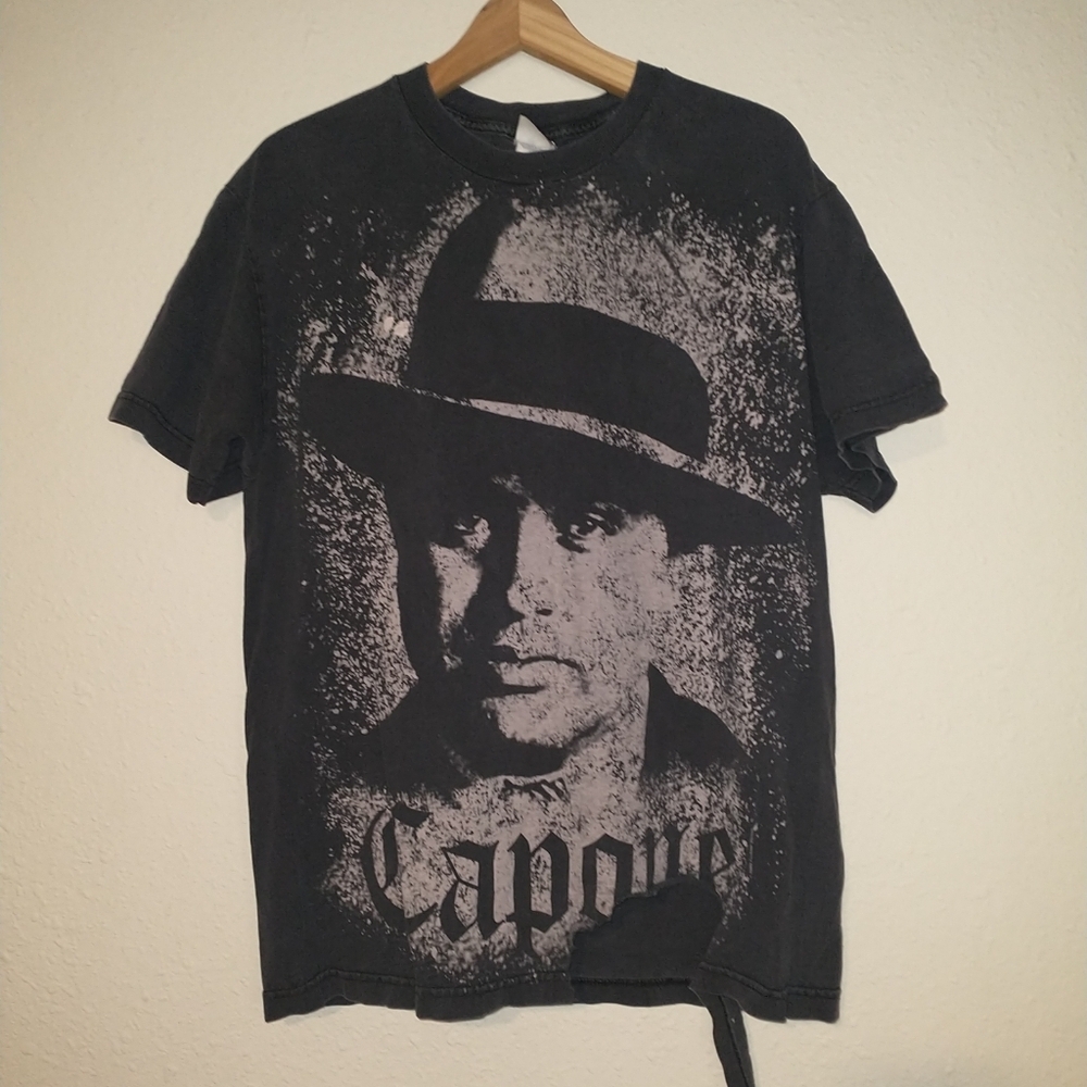 Al Capone Mobster Mafia Vintage Black Graphic T-Shirt Large